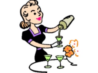 Sticker Custom Preview Image #061233 Food Drink Cartoons Woman Pouring Martinis