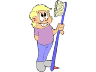 Sticker Custom Preview Image #068219 Health Medical Cartoons Kidwith Giant Toothbrush