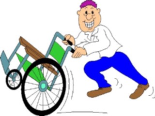 Sticker Custom Preview Image #068234 Health Medical Cartoons Man Pushing Wheelchair