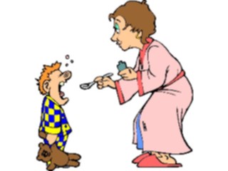 Sticker Custom Preview Image #068281 Health Medical Cartoons Mom Giving Medicine