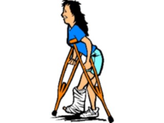 Sticker Custom Preview Image #068574 Health Medical Cartoons Womanon Crutches