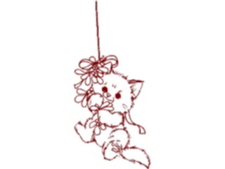Sticker Custom Preview Image #070778 Holidays Christmas Holly Mistletoe Cat Playingwith Mistletoe