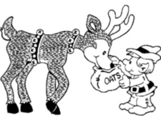 Sticker Custom Preview Image #071005 Holidays Christmas Santa Reindeer Elf Feeding Reindeer