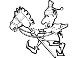 Sticker Custom Preview Image #071014 Holidays Christmas Santa Reindeer Elf Riding Stick Horse