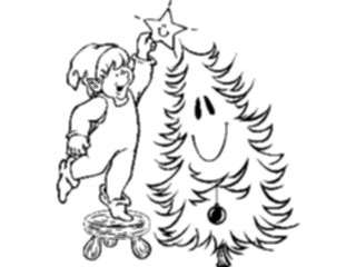Sticker Custom Preview Image #071052 Holidays Christmas Santa Reindeer Elfwith Tree