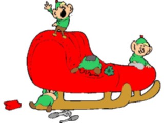 Sticker Custom Preview Image #071061 Holidays Christmas Santa Reindeer Elves Fixing Sleigh