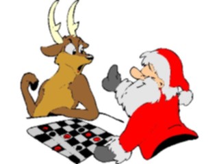 Sticker Custom Preview Image #071105 Holidays Christmas Santa Reindeer Playing Checkers
