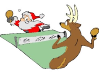 Sticker Custom Preview Image #071106 Holidays Christmas Santa Reindeer Playing Ping Pong