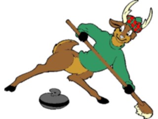 Sticker Custom Preview Image #071149 Holidays Christmas Santa Reindeer Reindeer Curling