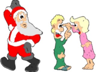 Sticker Custom Preview Image #071315 Holidays Christmas Santa Reindeer Santa Fighting Parents