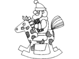 Sticker Custom Preview Image #071402 Holidays Christmas Santa Reindeer Santaon Rocking Horse