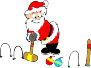 Sticker Custom Preview Image #071422 Holidays Christmas Santa Reindeer Santa Playing Croquet
