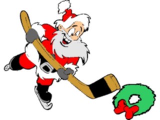 Sticker Custom Preview Image #071425 Holidays Christmas Santa Reindeer Santa Playing Hockey