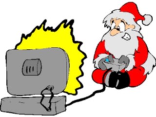 Sticker Custom Preview Image #071427 Holidays Christmas Santa Reindeer Santa Playing Video Game