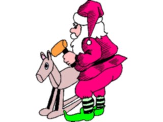 Sticker Custom Preview Image #071474 Holidays Christmas Santa Reindeer Santa Rocking Horse