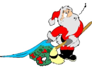 Sticker Custom Preview Image #071549 Holidays Christmas Santa Reindeer Santa Sweeping Under Rug
