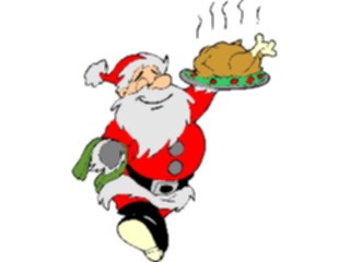 Sticker Custom Preview Image #071600 Holidays Christmas Santa Reindeer Santawith Turkey Dinner