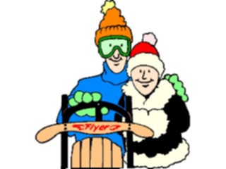 Sticker Custom Preview Image #072205 Holidays Christmas Winter Holiday Fun Couplewith Sled