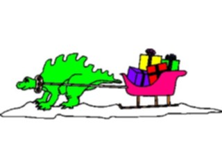 Sticker Custom Preview Image #072206 Holidays Christmas Winter Holiday Fun Dinosaur Pulling Sleigh