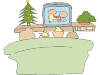 Sticker Custom Preview Image #072211 Holidays Christmas Winter Holiday Fun Family Watching T V