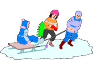 Sticker Custom Preview Image #072260 Holidays Christmas Winter Holiday Fun Pulling Sled2