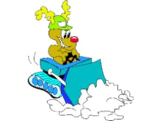 Sticker Custom Preview Image #072270 Holidays Christmas Winter Holiday Fun Reindeer Driving Snowplow