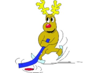 Sticker Custom Preview Image #072289 Holidays Christmas Winter Holiday Fun Reindeer Playing Ice Hockey