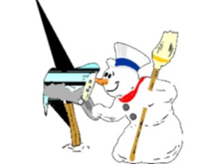 Sticker Custom Preview Image #072502 Holidays Christmas Winter Holiday Fun Snowman Checking Mailbox