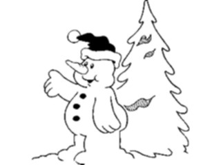 Sticker Custom Preview Image #072537 Holidays Christmas Winter Holiday Fun Snowman Tree1