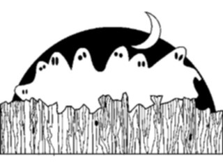 Sticker Custom Preview Image #073434 Holidays Halloween Ghosts Over Fence