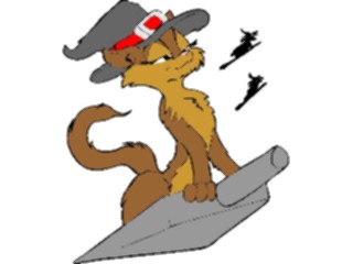 Sticker Custom Preview Image #074198 Holidays Halloween Witch Caton Dust Pan
