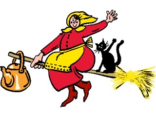 Sticker Custom Preview Image #074199 Holidays Halloween Witch Cat Waving