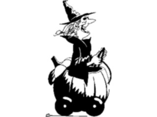 Sticker Custom Preview Image #074204 Holidays Halloween Witch Driving Pumpkin