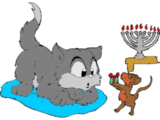 Sticker Custom Preview Image #074296 Holidays Hanukkah Cat Mouse