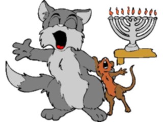 Sticker Custom Preview Image #074297 Holidays Hanukkah Cat Mouse Singing