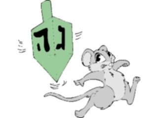 Sticker Custom Preview Image #074307 Holidays Hanukkah Dreidel Chasing Mouse