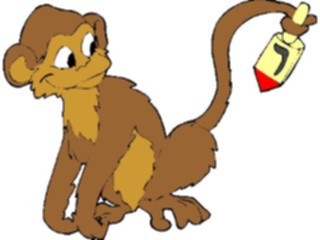 Sticker Custom Preview Image #074390 Holidays Hanukkah Monkey Dreidel