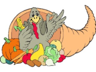 Sticker Custom Preview Image #075230 Holidays Thanksgiving Cornucopia Turkey