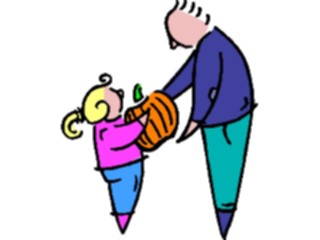 Sticker Custom Preview Image #075234 Holidays Thanksgiving Girl Holding Pumpkin