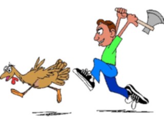 Sticker Custom Preview Image #075247 Holidays Thanksgiving Man Chasing Turkey