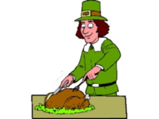 Sticker Custom Preview Image #075275 Holidays Thanksgiving Pilgrim Carving Turkey