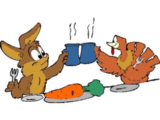 Sticker Custom Preview Image #075337 Holidays Thanksgiving Rabbit Turkey Toasting