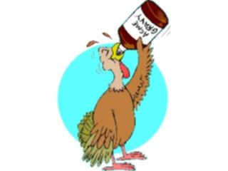 Sticker Custom Preview Image #075387 Holidays Thanksgiving Turkey Drinking Gravy