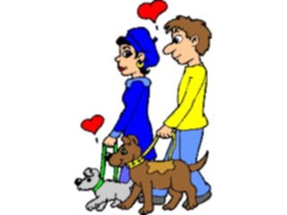 Sticker Custom Preview Image #075584 Holidays Valentines Day Couple Walking Dogs