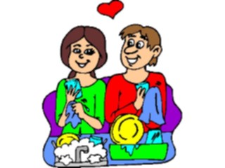 Sticker Custom Preview Image #075585 Holidays Valentines Day Couple Washing Dishes