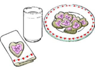 Sticker Custom Preview Image #075857 Holidays Valentines Day Heart Cookies Milk