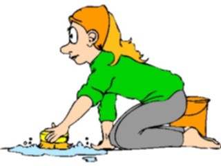 Sticker Custom Preview Image #076760 Household Cleaning Scrubbingthe Floors