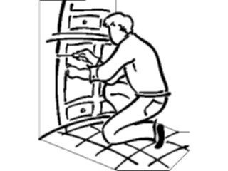 Sticker Custom Preview Image #077051 Household Home Improvement Man Fixing Cabinet