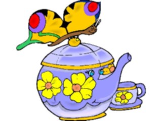 Sticker Custom Preview Image #078068 Household Kitchen Teapot Butterfly