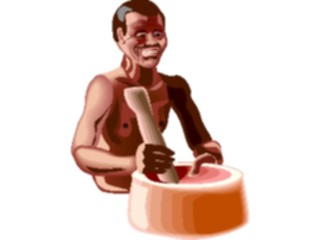 Sticker Custom Preview Image #079882 International Africa People Cartoons Man Grinding Grain
